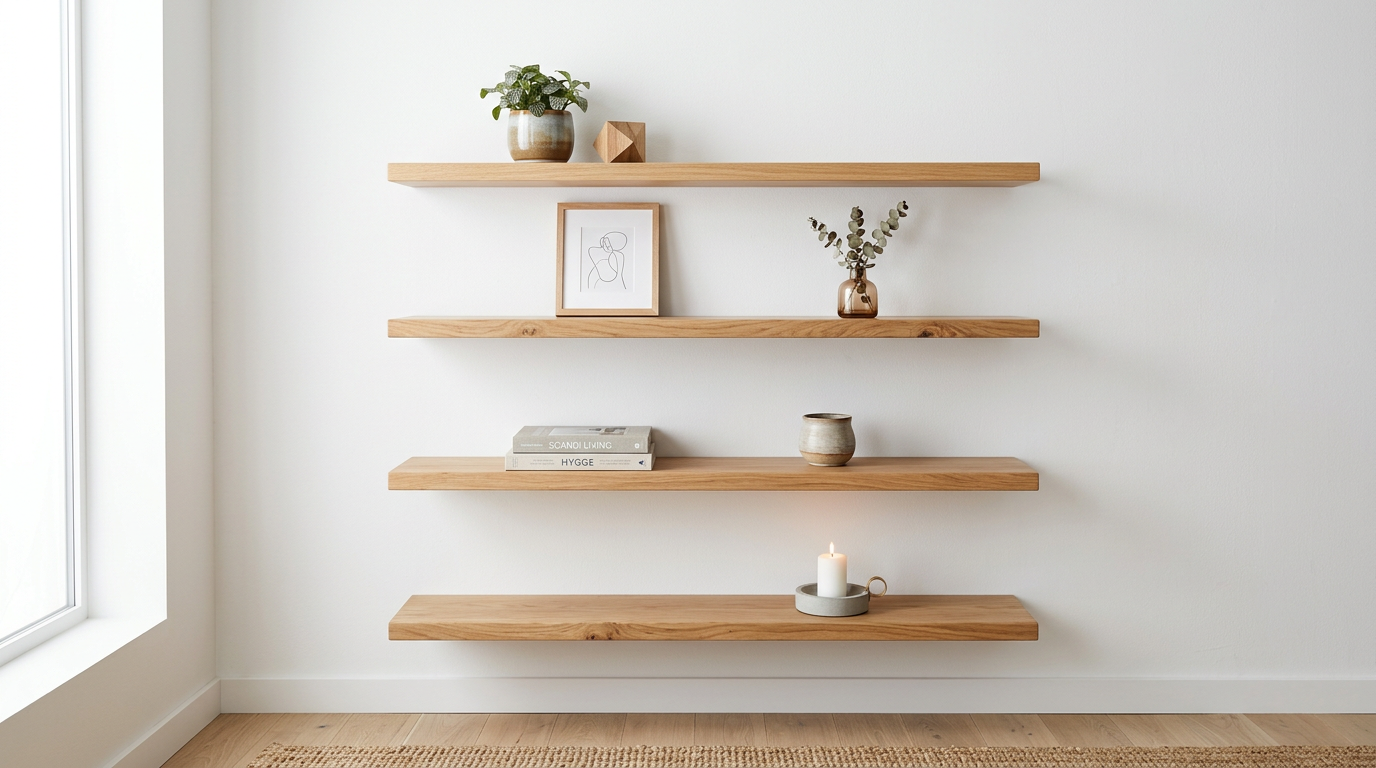 Atlas floating wall shelf natural wood - living room display