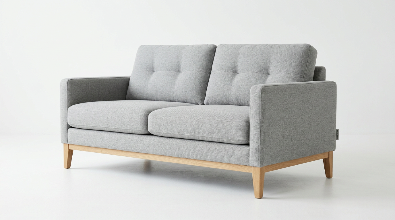 Compact apartment sofa in performance linen - small space living room
