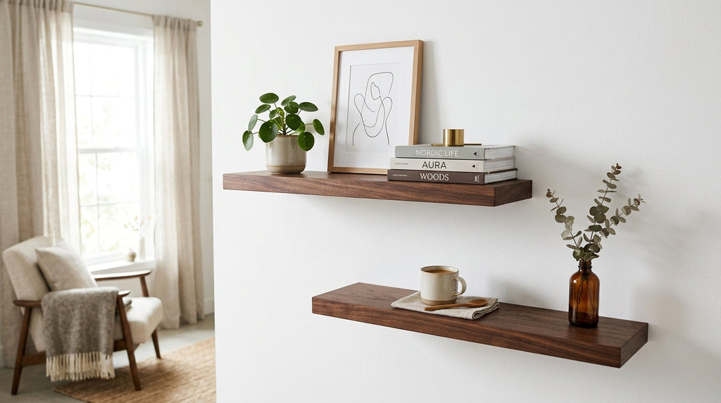 Atlas floating display shelf espresso finish