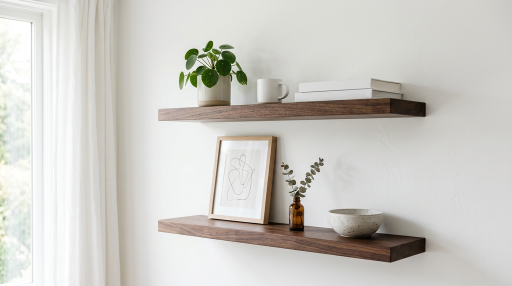 Atlas wall shelf with collectibles display